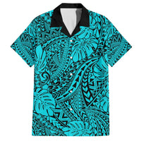 Turquoise Hawaii Family Matching Off Shoulder Maxi Dress And Hawaiian Shirt Tribal Art LT14 - Polynesian Pride