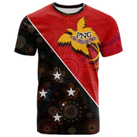 Papua New Guinea With Australian Aboriginal Print T Shirt LT20 Unisex Green - Polynesian Pride