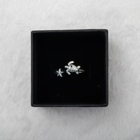 Polynesian Pride Turtle and Starfish Ring – Adjustable Sterling Silver Ocean Jewelry