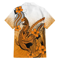 Orange Hawaii Family Matching Outfits - Mermaid Dress and Hawaiian Shirt Polynesian Shark Tattoo LT14 - Polynesian Pride
