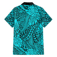 Turquoise Hawaii Family Matching Off Shoulder Long Sleeve Dress And Hawaiian Shirt Tribal Art LT14 - Polynesian Pride
