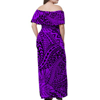Purple Hawaii Family Matching Off Shoulder Maxi Dress And Hawaiian Shirt Tribal Art LT14 - Polynesian Pride