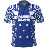 Custom Gambier Islands Tribal Polo Shirt LT12 Unisex Blue - Polynesian Pride