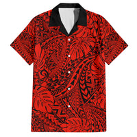 Red Hawaii Family Matching Off Shoulder Long Sleeve Dress And Hawaiian Shirt Tribal Art LT14 - Polynesian Pride