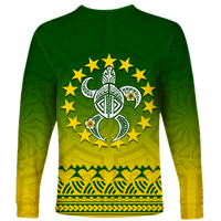 (Custom Personalised) Cook Islands Turtle With Tribal Long Sleeve Shirt - LT12 - Polynesian Pride