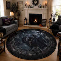3D Illusion Halloween Hawaiian Alala Crow Round Carpet LT05 - Polynesian Pride