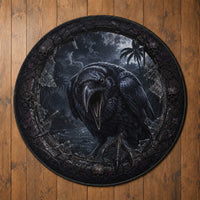 3D Illusion Halloween Hawaiian Alala Crow Round Carpet LT05 - Polynesian Pride