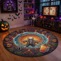 3D Illusion Hawaii Ghost Skeleton Horror Round Carpet