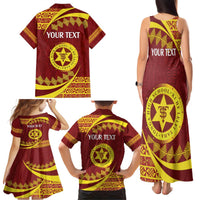 Personalised Tonga High School Family Matching Tank Maxi Dress and Hawaiian Shirt Happy 77 Years Anniversary LT14 - Polynesian Pride