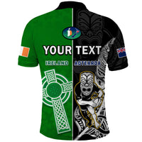 Custom New Zealand and Ireland Rugby Polo Shirt All Black Maori Mix Shamrocks LT14 - Polynesian Pride
