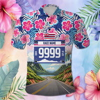 Custom Race Bib and Photo Marathon Nature and Tropical Style Polo Shirt