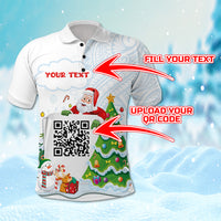 Custome QR Code Polynesian Christmas Polo Shirt Funny Santa Claus and Xmas Style