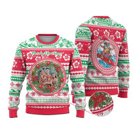 Custom Photo Polynesian Christmas Knitted Sweatshirt - Polynesian Pride