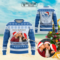 Custom Photo Hawaii Christmas Knitted Sweatshirt Mele Kalikimaka