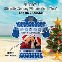 Custom Photo Hawaii Christmas Polo Shirt Mele Kalikimaka