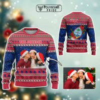 Custom Photo Guam Christmas Knitted Sweatshirt Guaman Seal Poinsettia Felis Pasgua