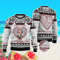 Custom Photo Polynesian Knitted Sweatshirt Memorial All I Want For Xmas Is You