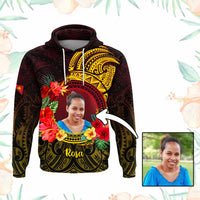 Custom Photo Papua New Guinea Hoodie Coat Of Arms Tropical Flowers Polynesian Pattern CTM05