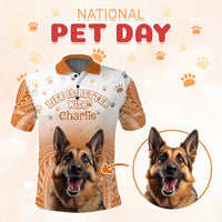 Custom Pet Photo Life Is Better With - National Pet Day Polo Shirt Polynesian Pattern