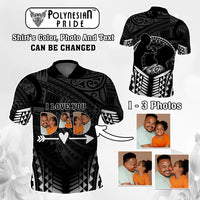 Custom Photo I Love You Dad Polo Shirt Father's Day Polynesian Pattern