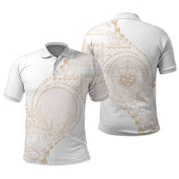 Custom Photo Samoa White Sunday Polo Shirt Lotu Tamaiti Teuila With Samoan Siapo CTM05 - Polynesian Pride
