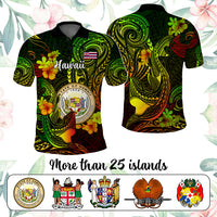 Custom Polynesian Countries Polo Shirt Coat Of Arms Polynesian Tribal Tattoo Shark