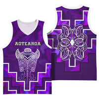 Custom New Zealand Aotearoa Iwi Basketball Jersey Maori Tiki With Poutama Motifs CTM05 - Polynesian Pride
