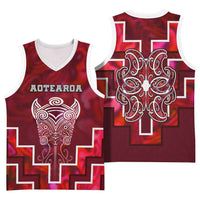 Custom New Zealand Aotearoa Iwi Basketball Jersey Maori Tiki With Poutama Motifs CTM05 - Polynesian Pride