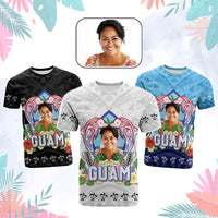 Custom Photo Guam Chamorro T Shirt Tribal Latte Stone With Dolphins