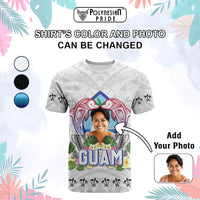 Custom Photo Guam Chamorro T Shirt Tribal Latte Stone With Dolphins