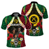 Custom Photo Vanuatu Children's Day Polo Shirt Pig Tusk Polynesian Pattern