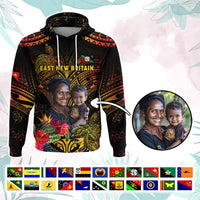 Custom Photo Papua New Guinea Provinces Hoodie Symbol Flag Sepik Blue Orchid Motifs CTM05 Black - Polynesian Pride