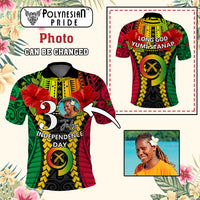 Custom Photo Vanuatu Independence Day Polo Shirt Pig Tusk Polynesian Pattern