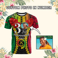 Custom Photo Vanuatu Independence Day T Shirt Pig Tusk Polynesian Pattern CTM05 Multicolor - Polynesian Pride
