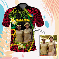 Custom Photo Vanuatu Provinces Polo Shirt Coat Of Arms Plumeria Polynesian Pattern CTM05 Red - Polynesian Pride