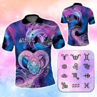 Custom Zodiac Signs Polo Shirt With Polynesian Pattern CTM05 Galaxy - Polynesian Pride