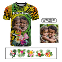Custom Photo Polynesian Tribal T Shirt with Tropical Flower
