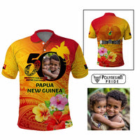 Custom Photo Papua New Guinea 50th Years Polo Shirt Hapi De bilong Indipendens Papua Niugini CTM09 Multicolor - Polynesian Pride