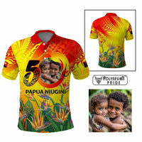 Custom Photo Papua Niugini Hapi 50th Indipendens Polo Shirt Year of PNG 1975-2025 CTM09 Multicolor - Polynesian Pride