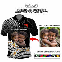 Custom Photo Papua New Guinea Provinces Polo Shirt Bird of Paradise with Black Polynesian Tribal
