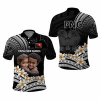 Custom Photo Papua New Guinea Provinces Polo Shirt Bird of Paradise with Black Polynesian Tribal CTM09 - Polynesian Pride