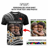 Custom Photo Papua New Guinea Provinces T Shirt Bird of Paradise with Black Polynesian Tribal CTM09 - Polynesian Pride