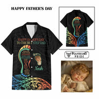 Custom Happy Father's Day - The Best Step Dad Hawaiian Shirt Polynesian Tribal Tatoo