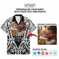 Custom Upload Photo Happy Father's Day - Best Dad Ever Hawaiian Shirt Polynesian Plumeria Tribal Art