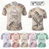 Custom Fist Bump Father's Day Sign Polo Shirt Polynesian Shark Tribal Tattoo CTM09 Multicolor - Polynesian Pride