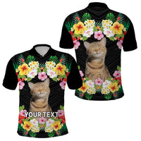 Custom Photo Polynesian Funny Dog Polo Shirt Tropical Flower