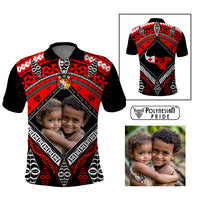 Custom Photo Tonga Polo Shirt Polynesian Pattern Mixed Ngatu Kupesi