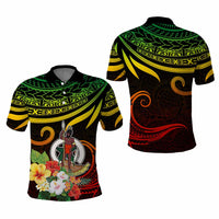 Personalized Photo Polynesian Polo Shirt Flower With Coat Of Arms