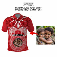 Custom Photo Samoa Polo Shirt Polynesian Fish Tattoo and Boar Tusk Art