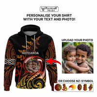 Custom New Zealand Hoodie Aotearoa Symbols with Maori Fern Reggae Arty Color CTM09 - Polynesian Pride